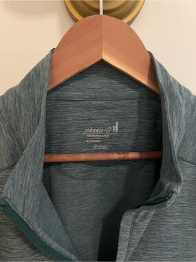johnnie-O Men's Performance Heathered Teal Zip Pullover